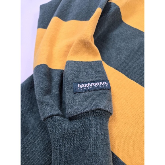 William & Mary Shirt Mens XL Green Yellow Rugby Long Sleeve NCAA Barbarian - Picture 3 of 13